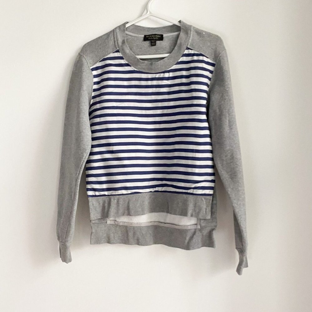 COPY - Burberry Grey Striped Front High Low pullover Sweatshirt XXS
